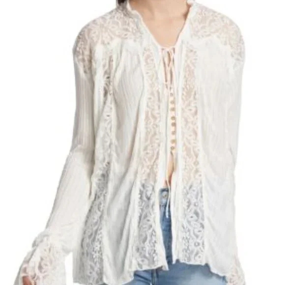 Free People Georgia Tunic Bright White SIZE SMALL - Picture 5 of 7